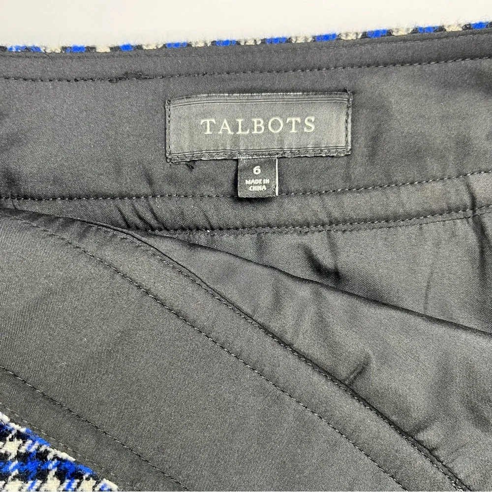 Talbots Blue Houndstooth Wool Blend Skirt Size‎ 6